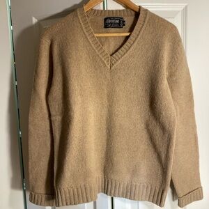 Men’s 100% Shetland Wool Light Tan Sweater - Size Medium